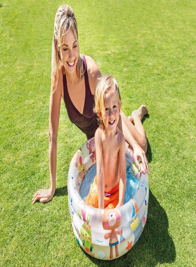 VWretails® Kids PVC Beach Buddies 3-Ring Inflatable Kiddie Pool (Multicolor) - Image 4